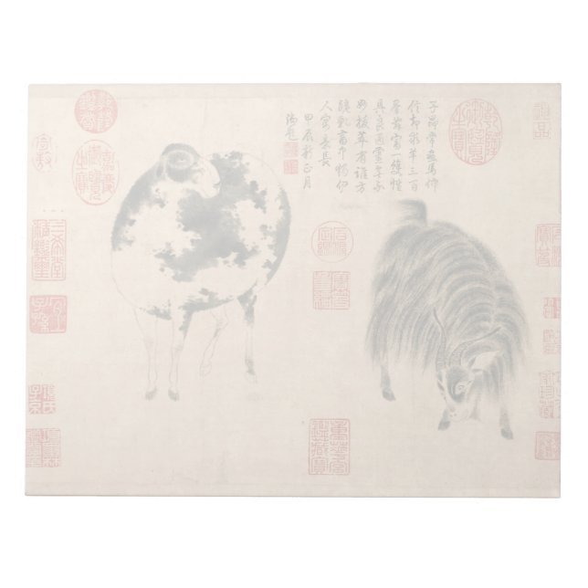 Chinese Painting Ram Goat Lunar Year Zodiac NoteP Notepad (Front)