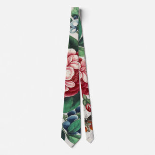 Chinese painting with flowers and butterfly tie