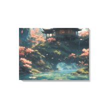 Chinese Palace on Blossom Flower Mountain Painting