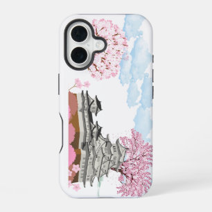 "Chinese Palace with Sakura Trees – Elegant Orient iPhone 16 Case