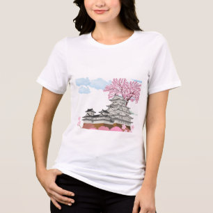 Chinese Palace with Sakura Trees – Elegant Orienta Tri-Blend Shirt