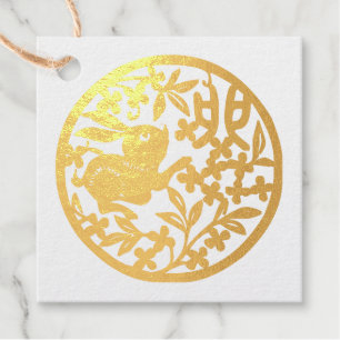 Chinese paper-cut Rabbit New Year favour tag