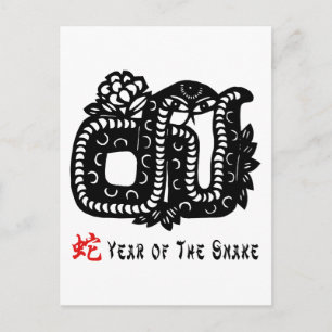 Chinese Paper Cut Snake Postcard