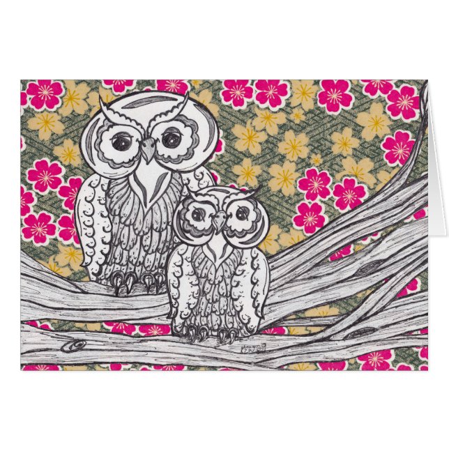 Chinese Paper Owls 12 Card (Front Horizontal)