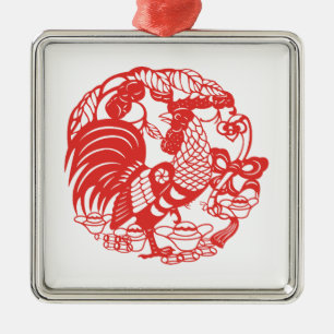 Chinese Papercut Rooster Year 2017 Ornament