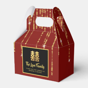Chinese Party Personalised  中式婚礼礼盒喜欢个性化的红金现代优雅 Favour Box