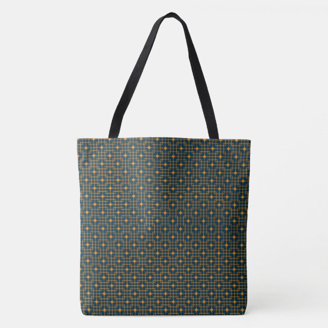 Chinese Pattern, Pointed Orange Cubical Cubics Tote Bag (Front)