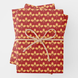 Chinese Pattern Red and Gold  Wrapping Paper Sheet