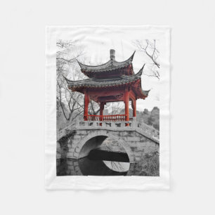 Chinese Pavilion Fleece Blanket