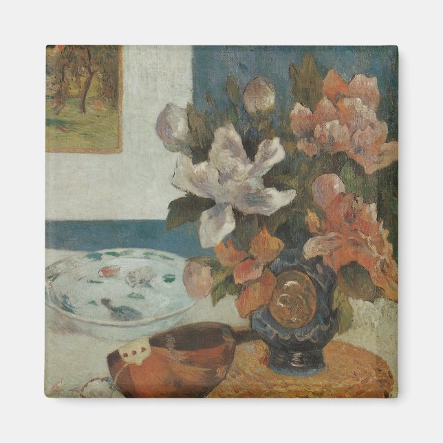 Chinese Peonies and Mandolin by Paul Gauguin Magnet (Front)