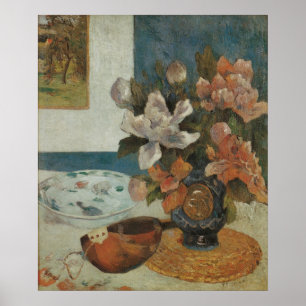 Chinese Peonies and Mandolin by Paul Gauguin Poster