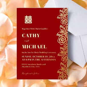 Chinese peony flower butterfly wedding papercut