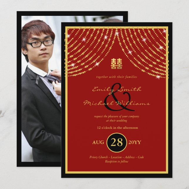 Chinese PHOTO Wedding Invite Ampersand (Front/Back)