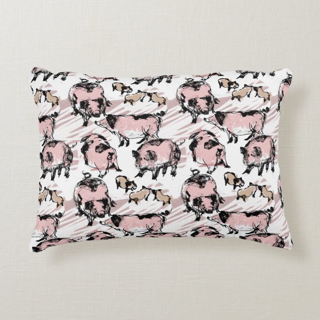 Chinese Pig Year 2019 Original drawing Accent P Decorative Cushion (Front)