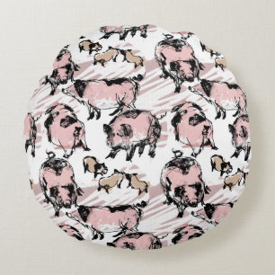 Chinese Pig Year 2019 Original drawing Round P Cushion