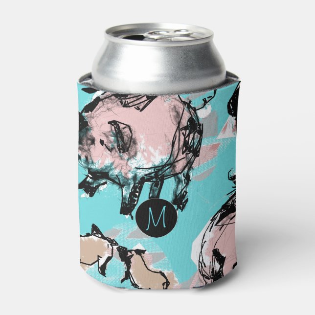 Chinese Pig Year 2019 Original Monogram Blue Can C Can Cooler (Can Front)