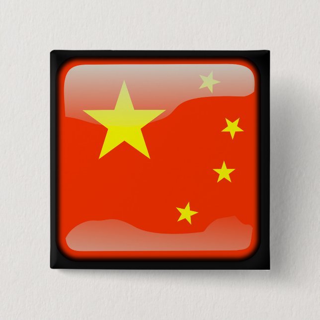 Chinese polished flag 15 cm square badge (Front)