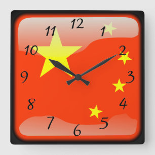 Chinese polished square wall clock