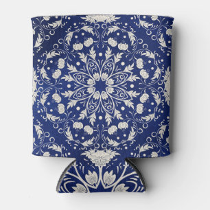 Chinese Porcelain: Blue Watercolor Floral Can Cooler