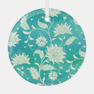 Chinese Porcelain Floral Watercolor Glass Tree Decoration