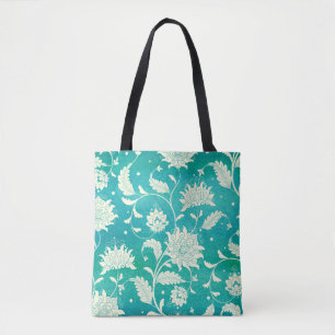Chinese Porcelain Floral Watercolor Tote Bag