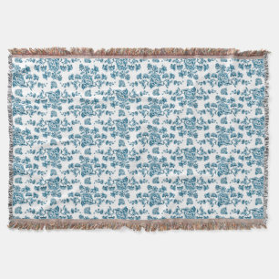 Chinese Porcelain Flowers Throw Blanket