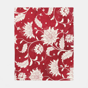 Chinese porcelain imitation: floral painting fleece blanket