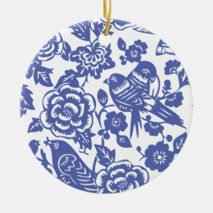 Chinese Porcelain Pattern II Ceramic Tree Decoration