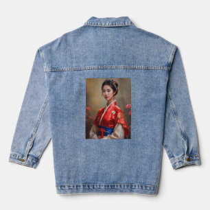 Chinese Princess Portrait Denim Jacket