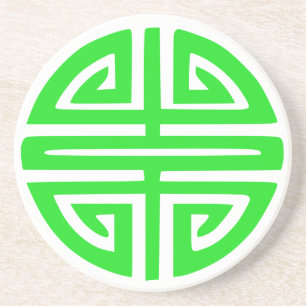 Chinese prosperity symbol green coaster