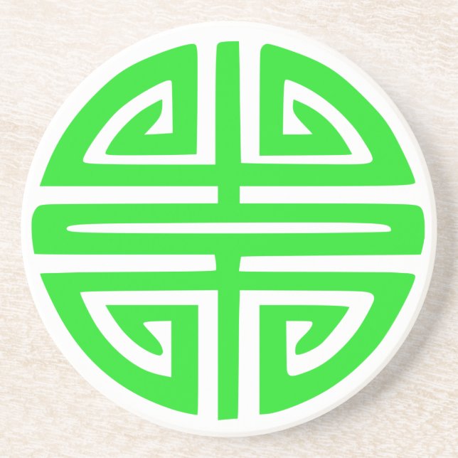 Chinese prosperity symbol green coaster (Front)