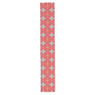 Chinese prosperity symbol red long table runner