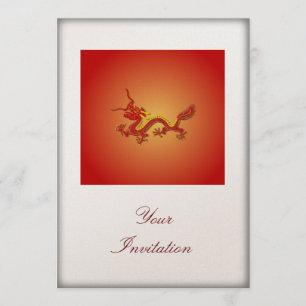 Chinese Red And Gold Dragon Party Event Invitation