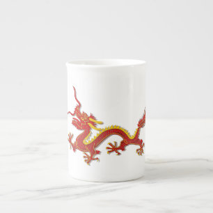Chinese Red And Gold Dragon Speciality Cup