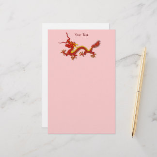 Chinese Red And Gold Dragon Stationery