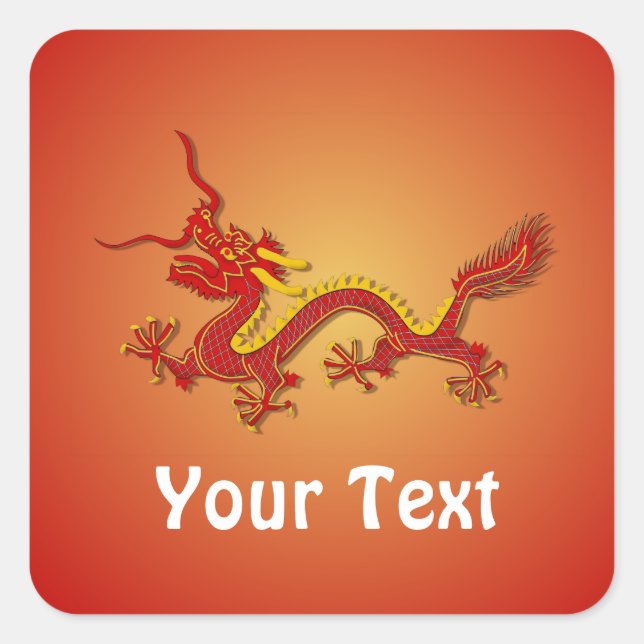 Chinese Red And Gold Dragon Stickers (Front)