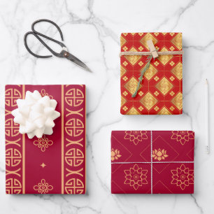 Chinese Red And Gold  Wrapping Paper Sheet