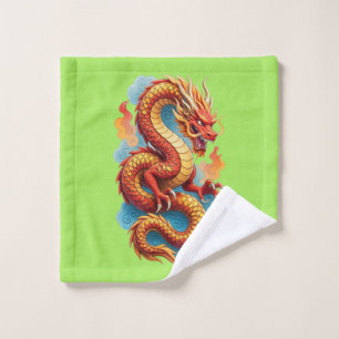 Chinese Red Dragon Fiery Illustration-67561 Bath Towel Set