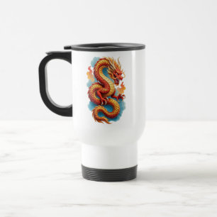 Chinese Red Dragon Fiery Illustration-67561 Travel Mug