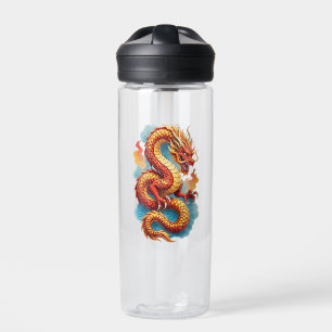 Chinese Red Dragon Fiery Illustration-67561 Water Bottle