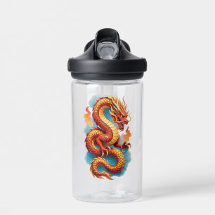 Chinese Red Dragon Fiery Illustration-67561 Water Bottle