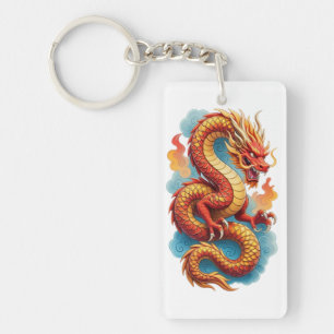 Chinese Red Dragon Fiery Illustration-67566 Hoodie Key Ring