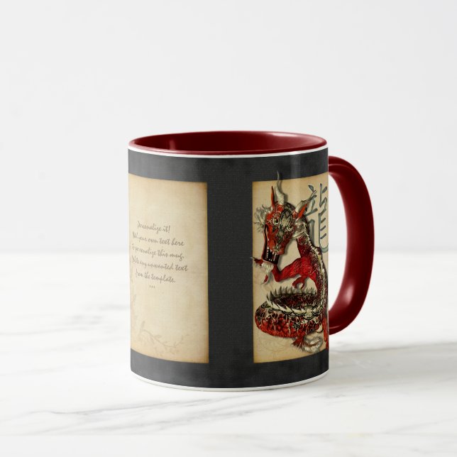 Chinese Red Dragon Personalised Mugs (Front Right)