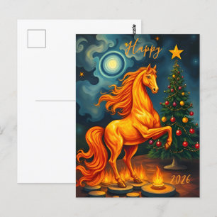 Chinese Red Fire Horse New Year 2026 Postcard