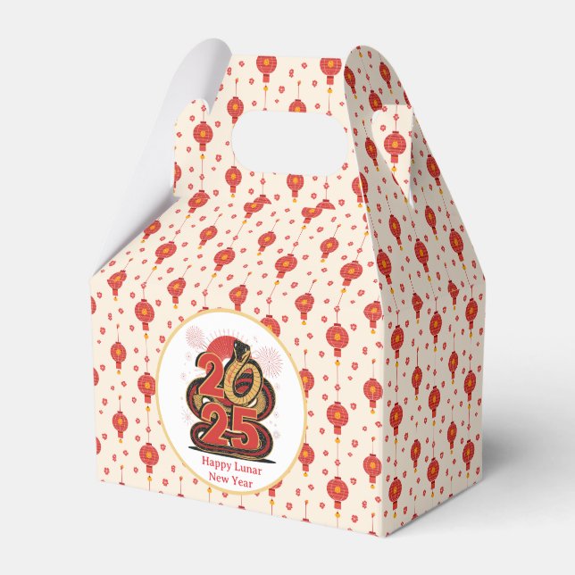Chinese red Gold Happy Lunar New Year Of The Snake Favour Box (Front Side)