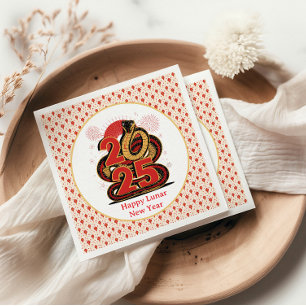 Chinese red Gold Happy Lunar New Year Of The Snake Napkin