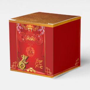 Chinese Red Knot Rat Year 2020 Cube Favour Box