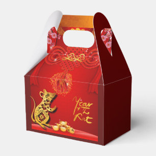 Chinese Red Knot Rat Year 2020 Gable Favour Box