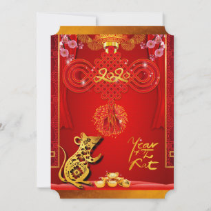 Chinese Red Knot Rat Year 2020 Party Invite