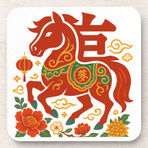 Chinese Red lucky horse 2026 Coaster